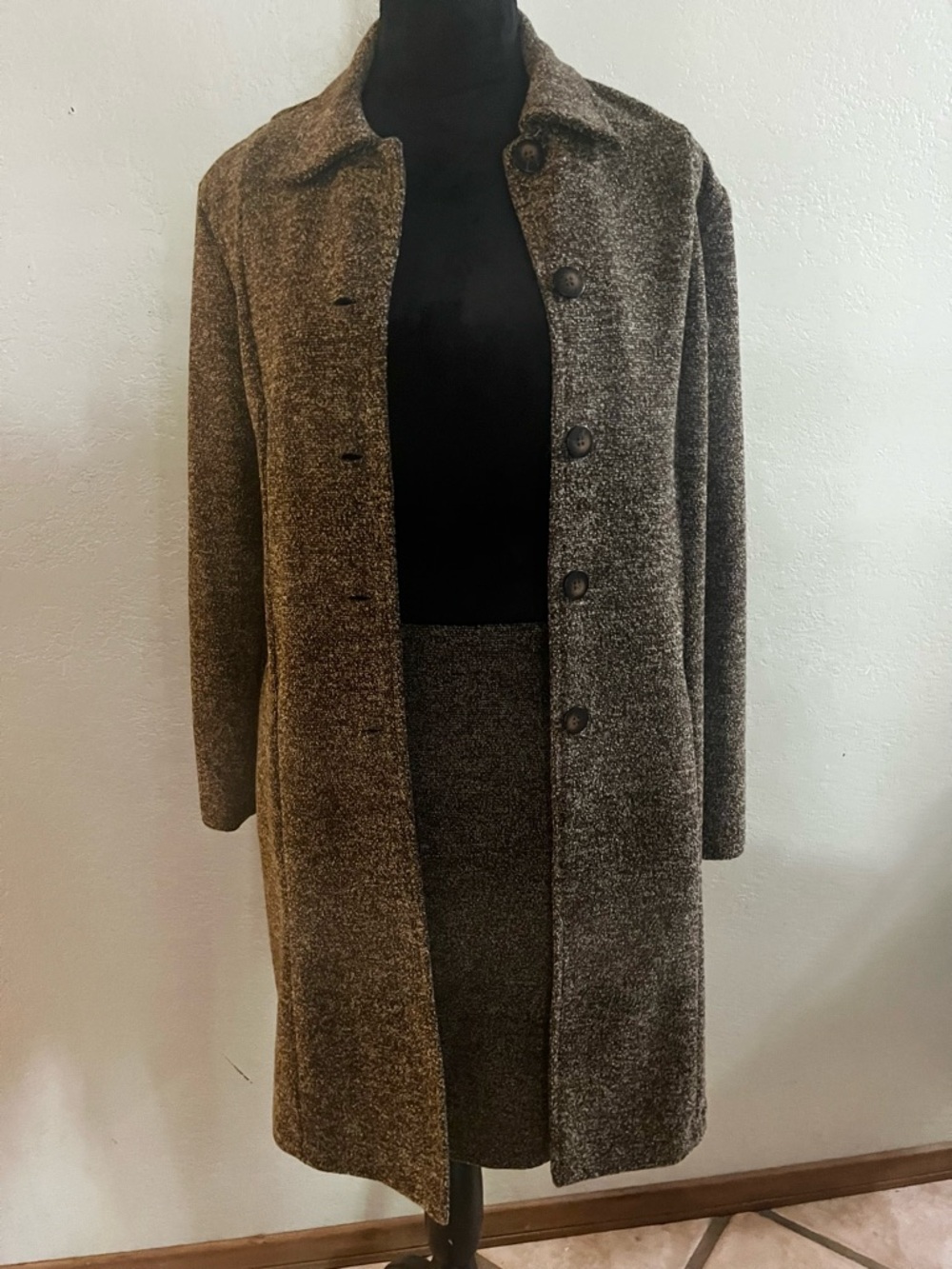 Clio Brown Tweed Pea Coat